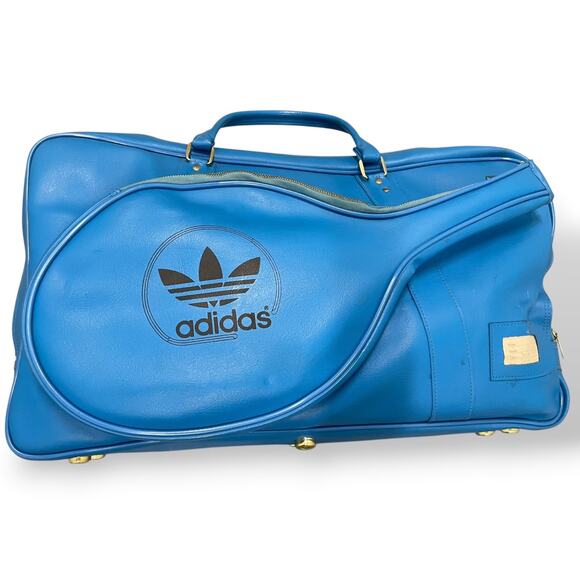 Adidas Handbags - Rare Vintage 1970s Adidas Electric Blue Leather Tennis Bag Trefoil Era Duffel
